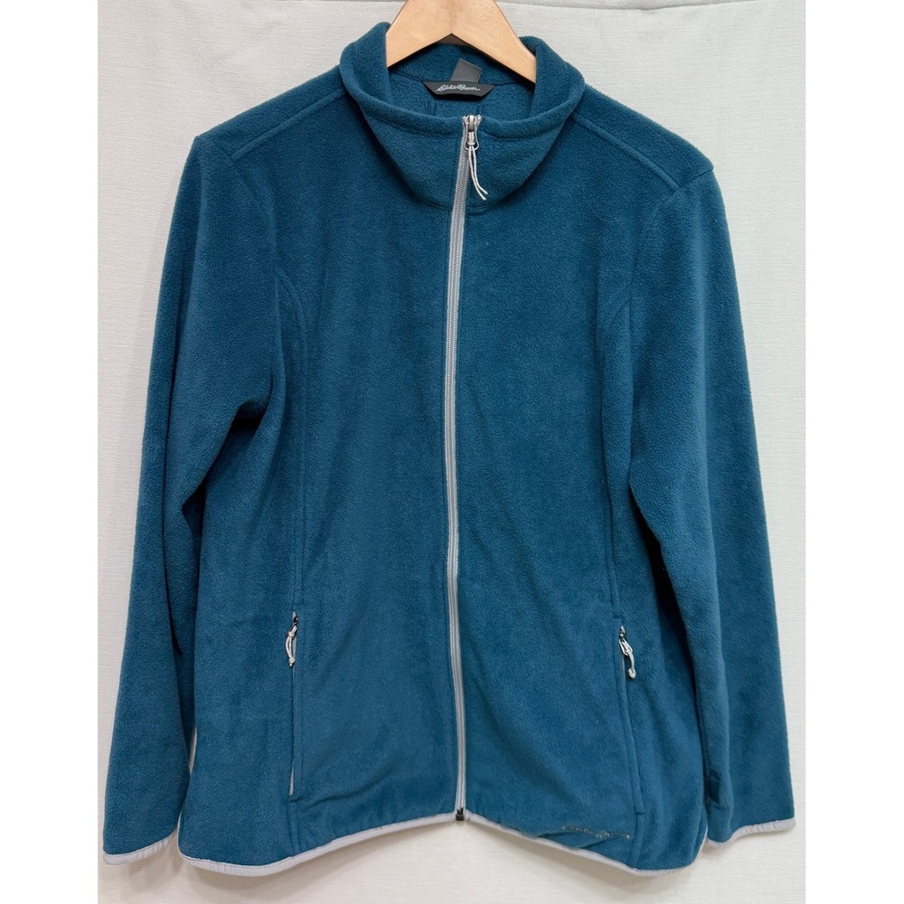 Eddie Bauer Teal Blue Full Zip Lightweight Fleece Jacket Women's XL